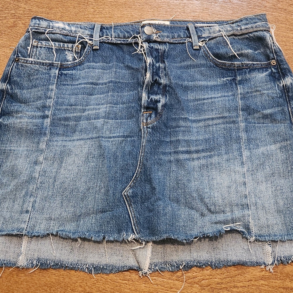 Frame Denim Distressed Blue Mini Skirt
